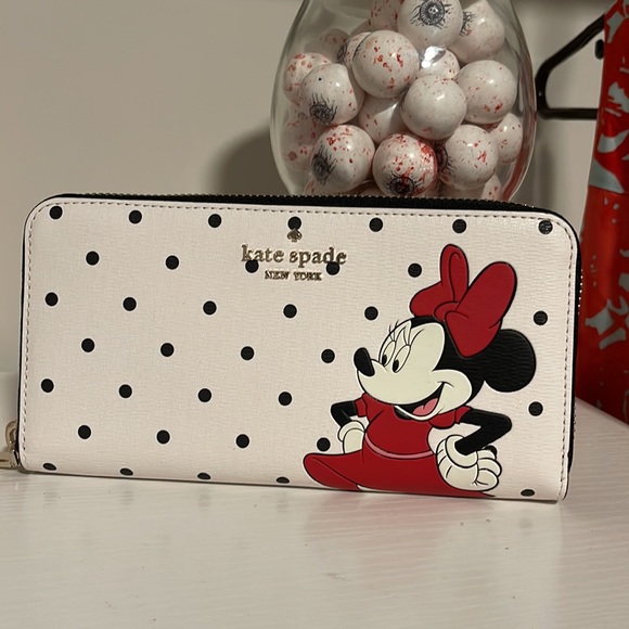 KATE SPADE DISNEY POLKA DOT LARGE CONTINENTAL WALLET Minnie Mouse - Picture 4 of 11